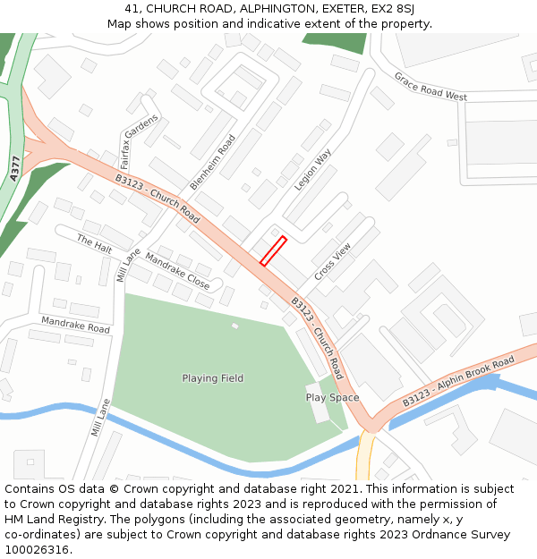 41, CHURCH ROAD, ALPHINGTON, EXETER, EX2 8SJ: Location map and indicative extent of plot