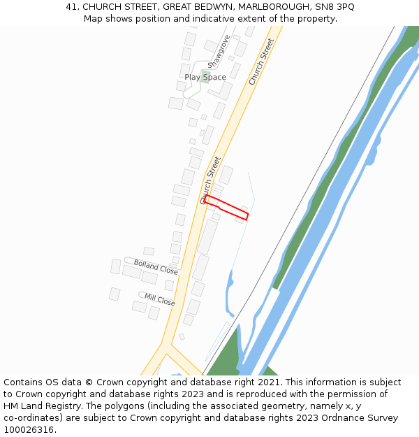 41, CHURCH STREET, GREAT BEDWYN, MARLBOROUGH, SN8 3PQ: Location map and indicative extent of plot