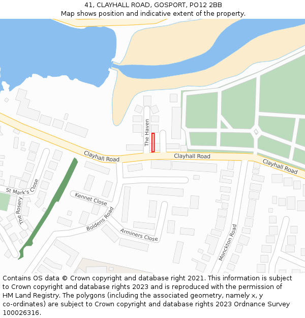 41, CLAYHALL ROAD, GOSPORT, PO12 2BB: Location map and indicative extent of plot