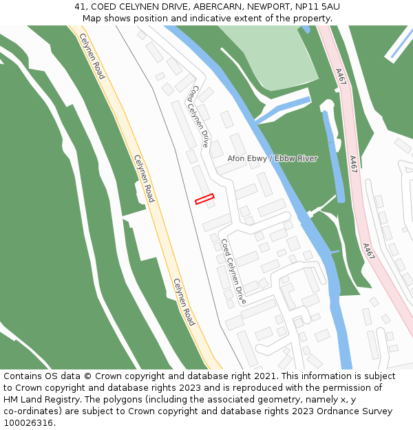 41, COED CELYNEN DRIVE, ABERCARN, NEWPORT, NP11 5AU: Location map and indicative extent of plot