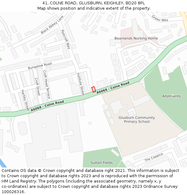 41, COLNE ROAD, GLUSBURN, KEIGHLEY, BD20 8PL: Location map and indicative extent of plot