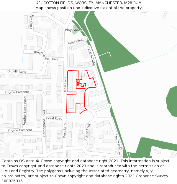 41, COTTON FIELDS, WORSLEY, MANCHESTER, M28 3UA: Location map and indicative extent of plot