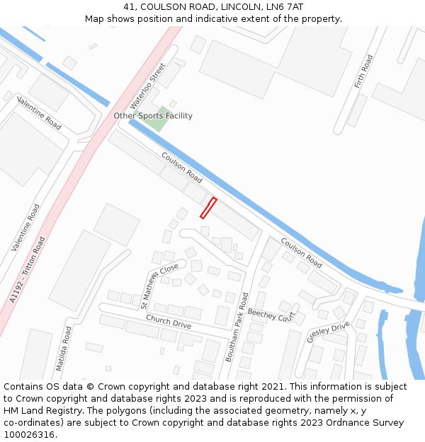 41, COULSON ROAD, LINCOLN, LN6 7AT: Location map and indicative extent of plot