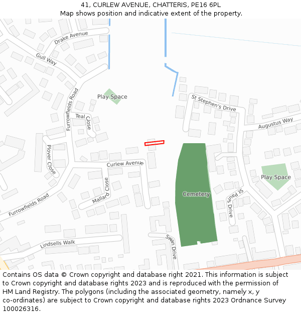 41, CURLEW AVENUE, CHATTERIS, PE16 6PL: Location map and indicative extent of plot
