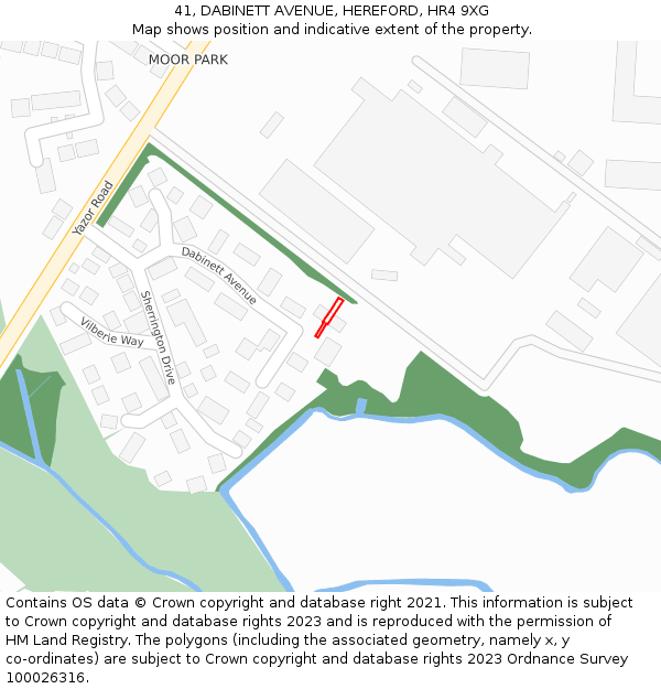 41, DABINETT AVENUE, HEREFORD, HR4 9XG: Location map and indicative extent of plot