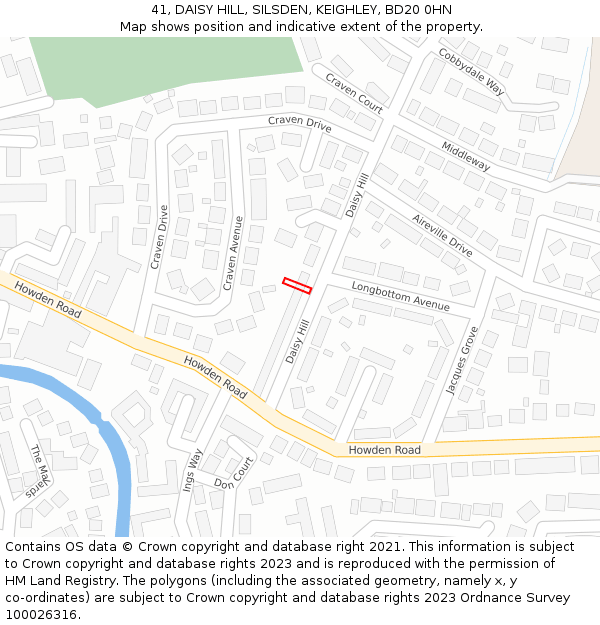 41, DAISY HILL, SILSDEN, KEIGHLEY, BD20 0HN: Location map and indicative extent of plot