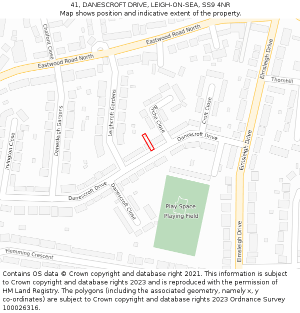 41, DANESCROFT DRIVE, LEIGH-ON-SEA, SS9 4NR: Location map and indicative extent of plot