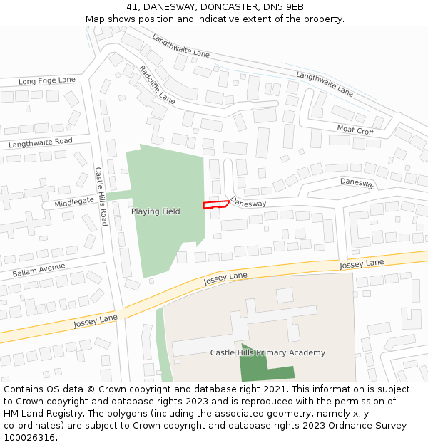 41, DANESWAY, DONCASTER, DN5 9EB: Location map and indicative extent of plot