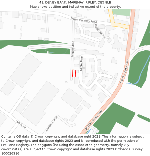41, DENBY BANK, MAREHAY, RIPLEY, DE5 8LB: Location map and indicative extent of plot