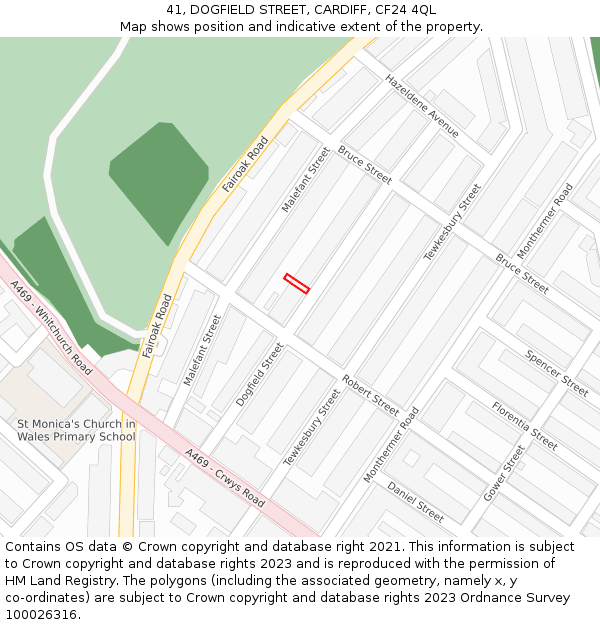 41, DOGFIELD STREET, CARDIFF, CF24 4QL: Location map and indicative extent of plot