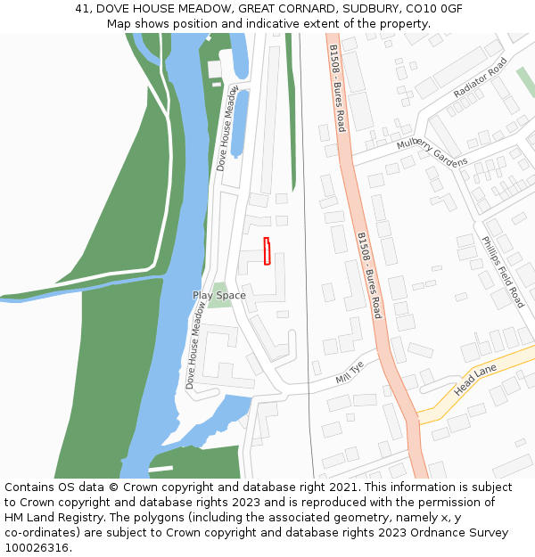 41, DOVE HOUSE MEADOW, GREAT CORNARD, SUDBURY, CO10 0GF: Location map and indicative extent of plot