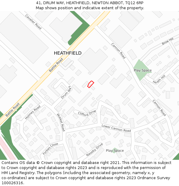 41, DRUM WAY, HEATHFIELD, NEWTON ABBOT, TQ12 6RP: Location map and indicative extent of plot
