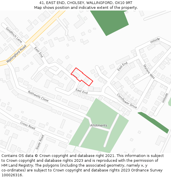 41, EAST END, CHOLSEY, WALLINGFORD, OX10 9RT: Location map and indicative extent of plot
