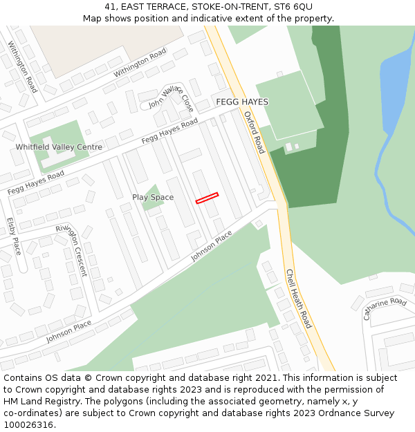 41, EAST TERRACE, STOKE-ON-TRENT, ST6 6QU: Location map and indicative extent of plot