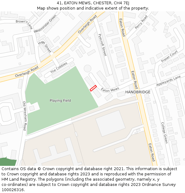 41, EATON MEWS, CHESTER, CH4 7EJ: Location map and indicative extent of plot