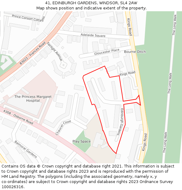 41, EDINBURGH GARDENS, WINDSOR, SL4 2AW: Location map and indicative extent of plot