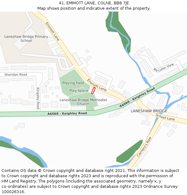 41, EMMOTT LANE, COLNE, BB8 7JE: Location map and indicative extent of plot
