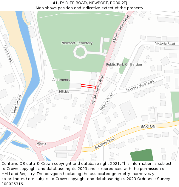 41, FAIRLEE ROAD, NEWPORT, PO30 2EJ: Location map and indicative extent of plot