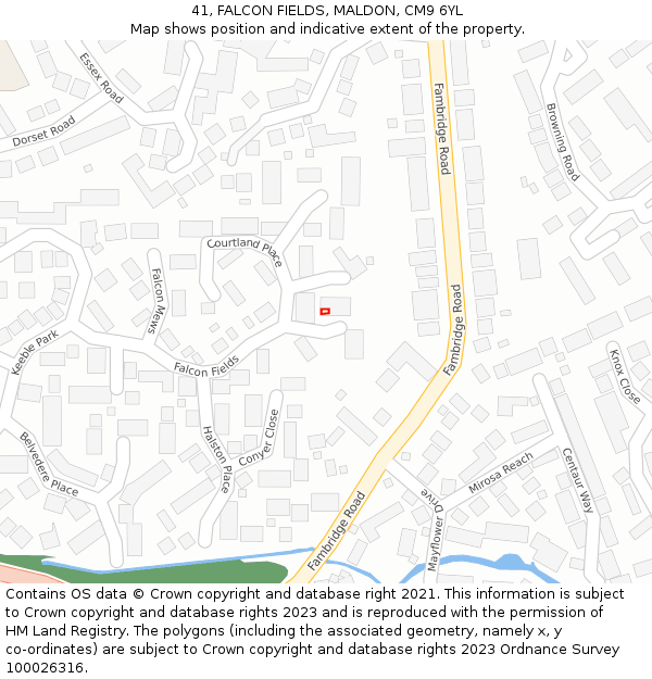 41, FALCON FIELDS, MALDON, CM9 6YL: Location map and indicative extent of plot