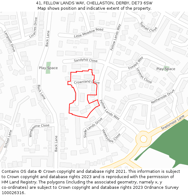 41, FELLOW LANDS WAY, CHELLASTON, DERBY, DE73 6SW: Location map and indicative extent of plot