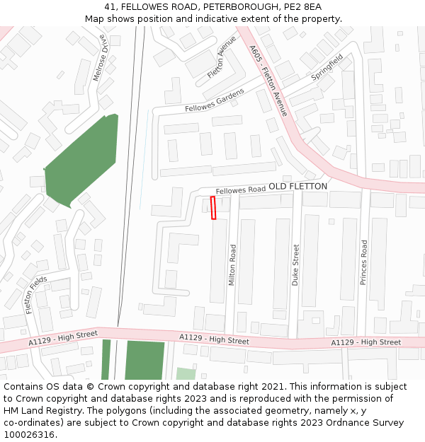 41, FELLOWES ROAD, PETERBOROUGH, PE2 8EA: Location map and indicative extent of plot