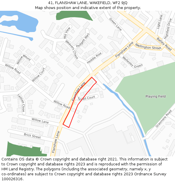 41, FLANSHAW LANE, WAKEFIELD, WF2 9JQ: Location map and indicative extent of plot