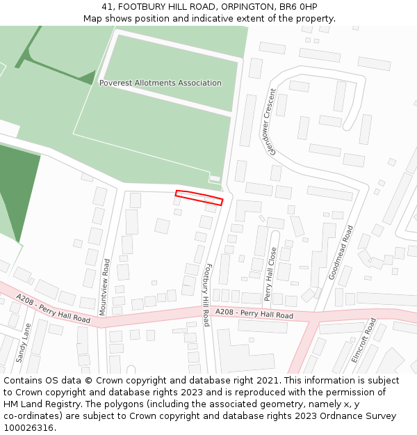 41, FOOTBURY HILL ROAD, ORPINGTON, BR6 0HP: Location map and indicative extent of plot