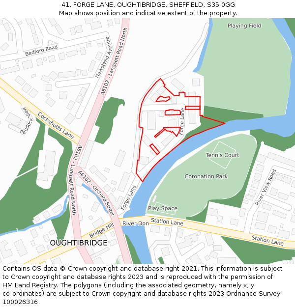 41, FORGE LANE, OUGHTIBRIDGE, SHEFFIELD, S35 0GG: Location map and indicative extent of plot