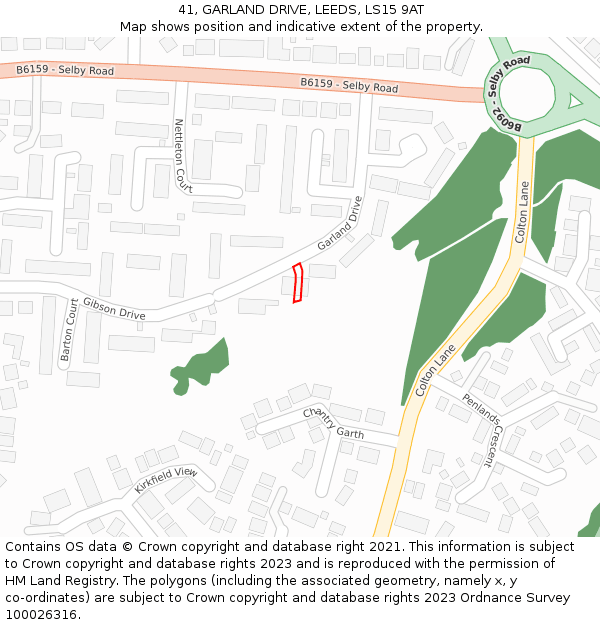 41, GARLAND DRIVE, LEEDS, LS15 9AT: Location map and indicative extent of plot
