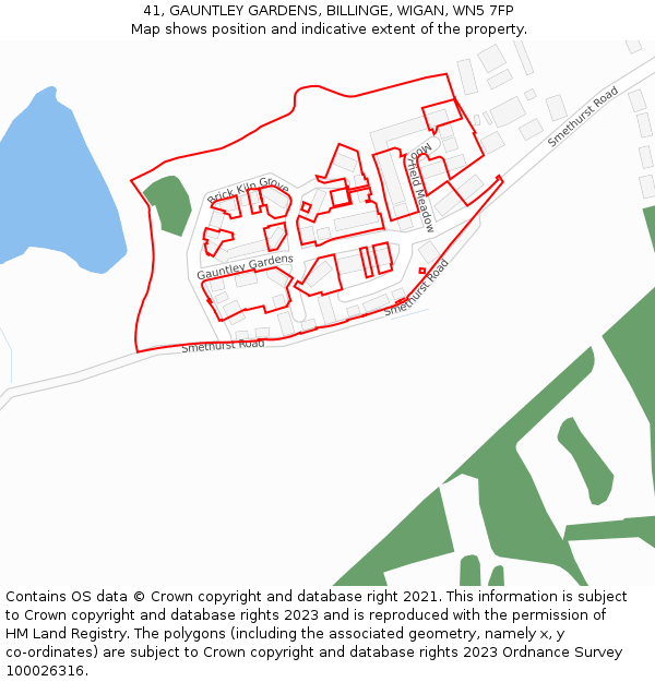 41, GAUNTLEY GARDENS, BILLINGE, WIGAN, WN5 7FP: Location map and indicative extent of plot