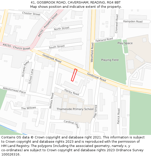 41, GOSBROOK ROAD, CAVERSHAM, READING, RG4 8BT: Location map and indicative extent of plot