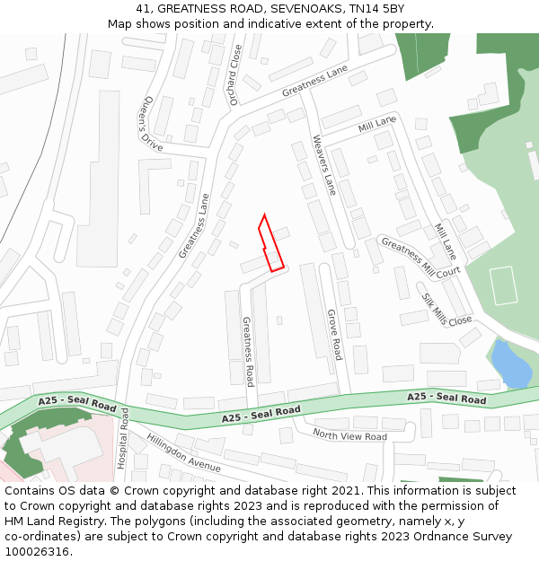 41, GREATNESS ROAD, SEVENOAKS, TN14 5BY: Location map and indicative extent of plot