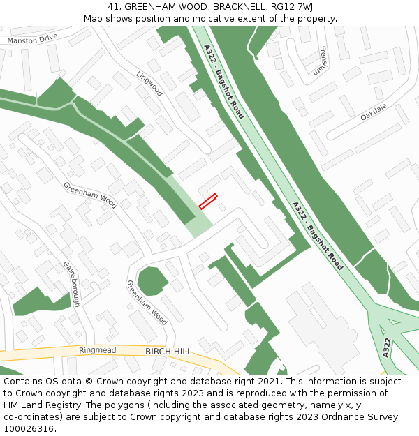 41, GREENHAM WOOD, BRACKNELL, RG12 7WJ: Location map and indicative extent of plot