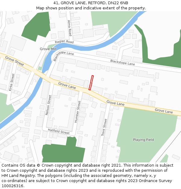 41, GROVE LANE, RETFORD, DN22 6NB: Location map and indicative extent of plot
