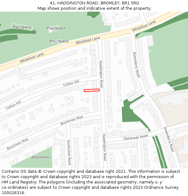 41, HADDINGTON ROAD, BROMLEY, BR1 5RG: Location map and indicative extent of plot