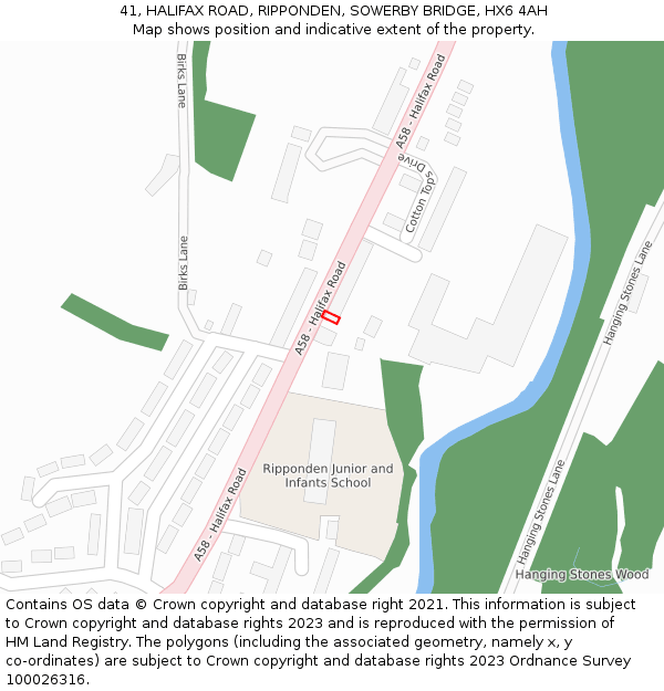 41, HALIFAX ROAD, RIPPONDEN, SOWERBY BRIDGE, HX6 4AH: Location map and indicative extent of plot