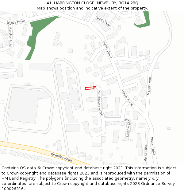 41, HARRINGTON CLOSE, NEWBURY, RG14 2RQ: Location map and indicative extent of plot