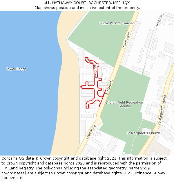 41, HATHAWAY COURT, ROCHESTER, ME1 1QX: Location map and indicative extent of plot