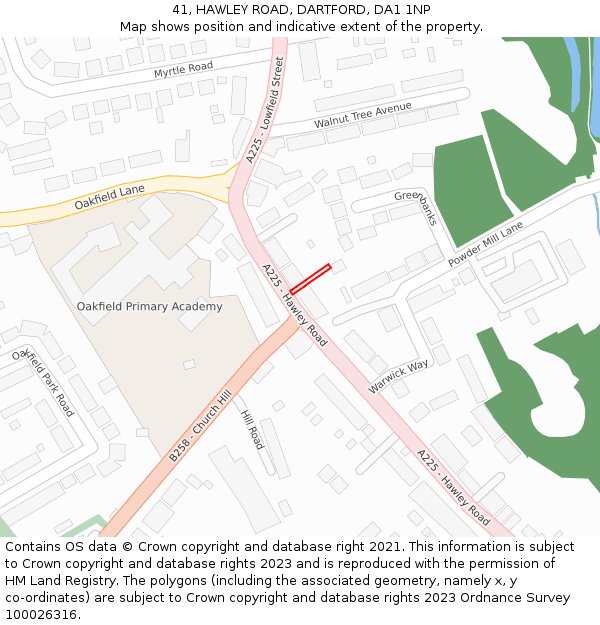 41, HAWLEY ROAD, DARTFORD, DA1 1NP: Location map and indicative extent of plot