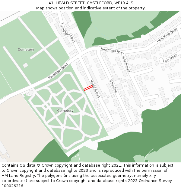 41, HEALD STREET, CASTLEFORD, WF10 4LS: Location map and indicative extent of plot