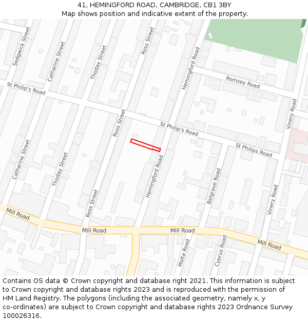 41, HEMINGFORD ROAD, CAMBRIDGE, CB1 3BY: Location map and indicative extent of plot