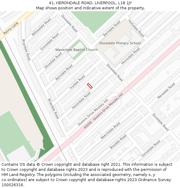 41, HERONDALE ROAD, LIVERPOOL, L18 1JY: Location map and indicative extent of plot