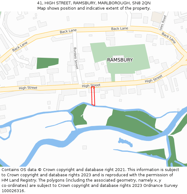 41, HIGH STREET, RAMSBURY, MARLBOROUGH, SN8 2QN: Location map and indicative extent of plot