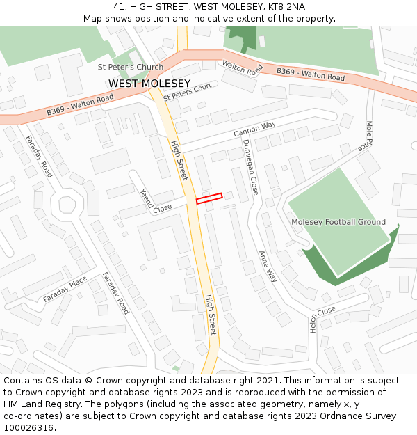 41, HIGH STREET, WEST MOLESEY, KT8 2NA: Location map and indicative extent of plot