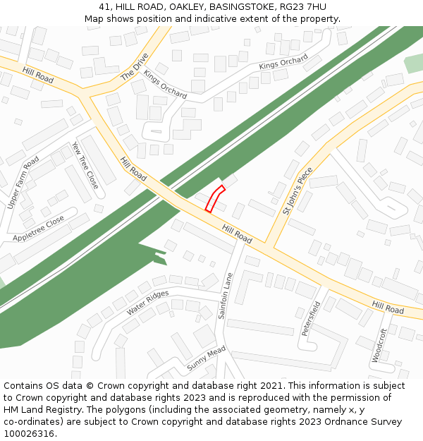 41, HILL ROAD, OAKLEY, BASINGSTOKE, RG23 7HU: Location map and indicative extent of plot