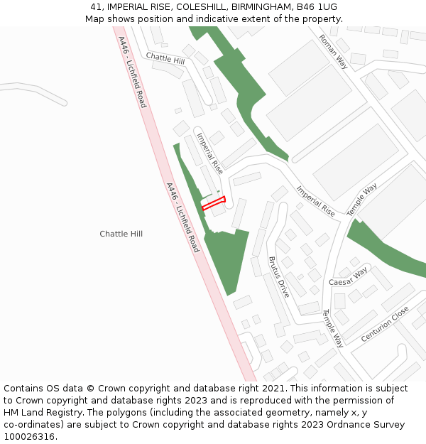 41, IMPERIAL RISE, COLESHILL, BIRMINGHAM, B46 1UG: Location map and indicative extent of plot