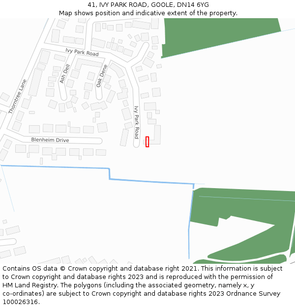 41, IVY PARK ROAD, GOOLE, DN14 6YG: Location map and indicative extent of plot