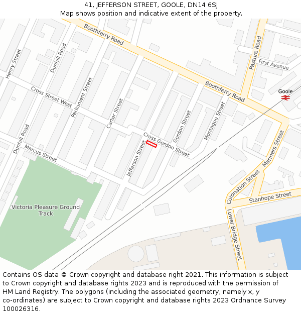 41, JEFFERSON STREET, GOOLE, DN14 6SJ: Location map and indicative extent of plot