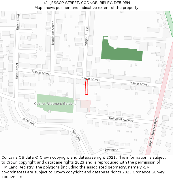 41, JESSOP STREET, CODNOR, RIPLEY, DE5 9RN: Location map and indicative extent of plot