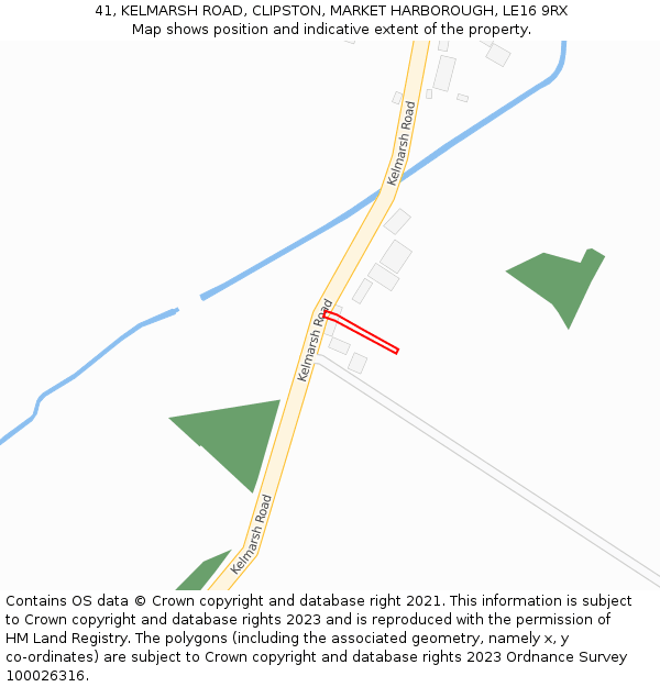 41, KELMARSH ROAD, CLIPSTON, MARKET HARBOROUGH, LE16 9RX: Location map and indicative extent of plot